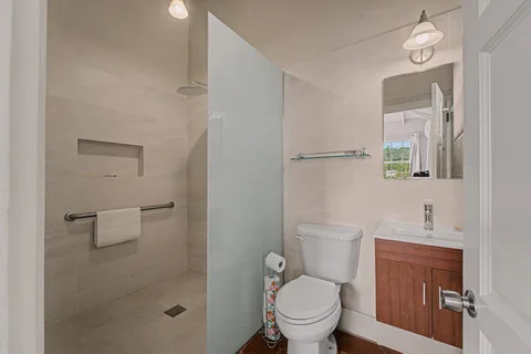Walk-in shower bathroom in the three-bedroom Prospect villa