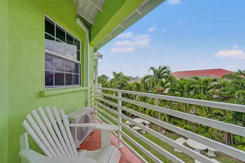 Private balcony overlooking the tropical garden at the two-bedroom Prospect villa