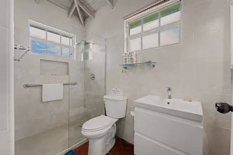 Walk-in shower bathroom in the two-bedroom Prospect villa