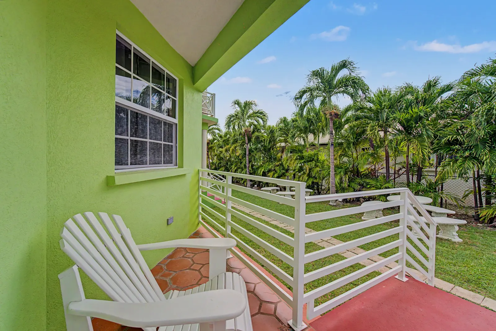 Ground-floor veranda opening onto a tropical garden at the Prospect villas