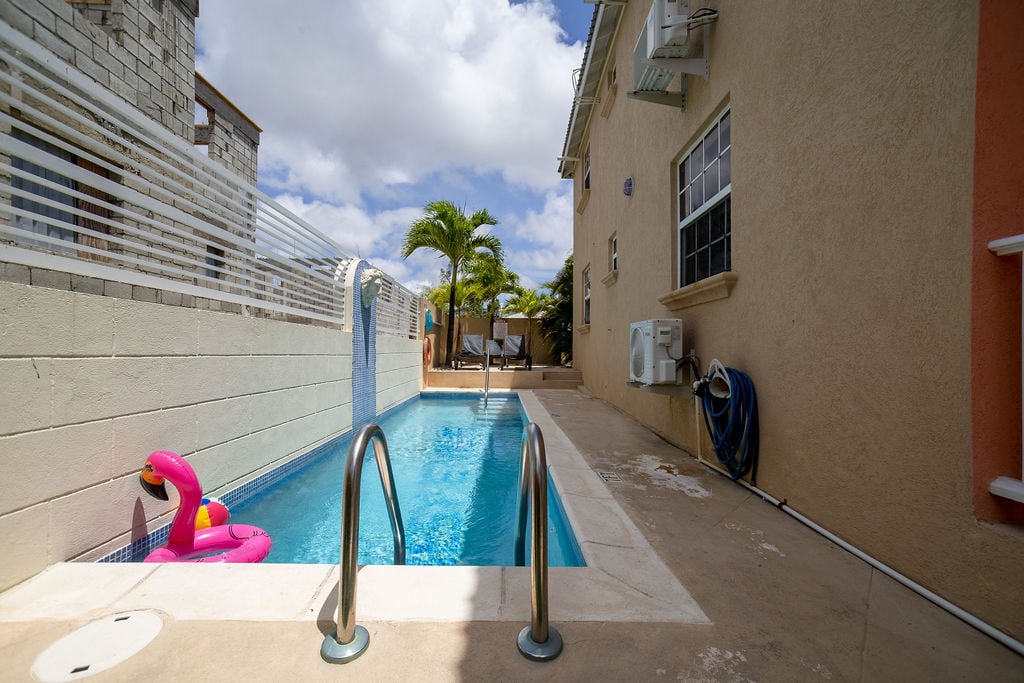 Swimming pool beside the Providence Terrace apartments in Barbados