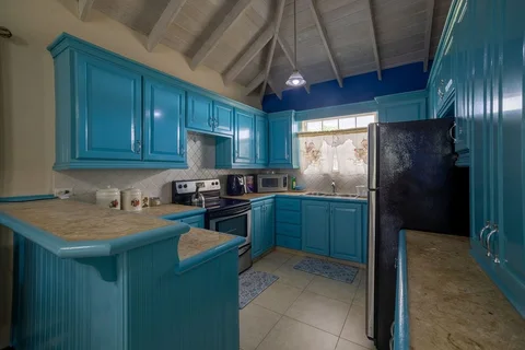 Turquoise kitchen at Providence Terrace